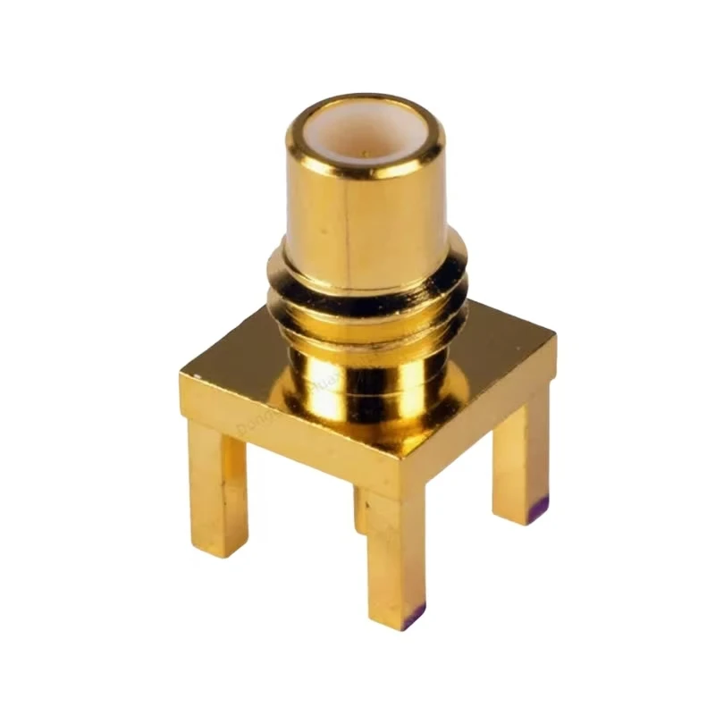 CNC Machined Custom Brass Hard Gold Plated SMA RF Coaxial Connectors