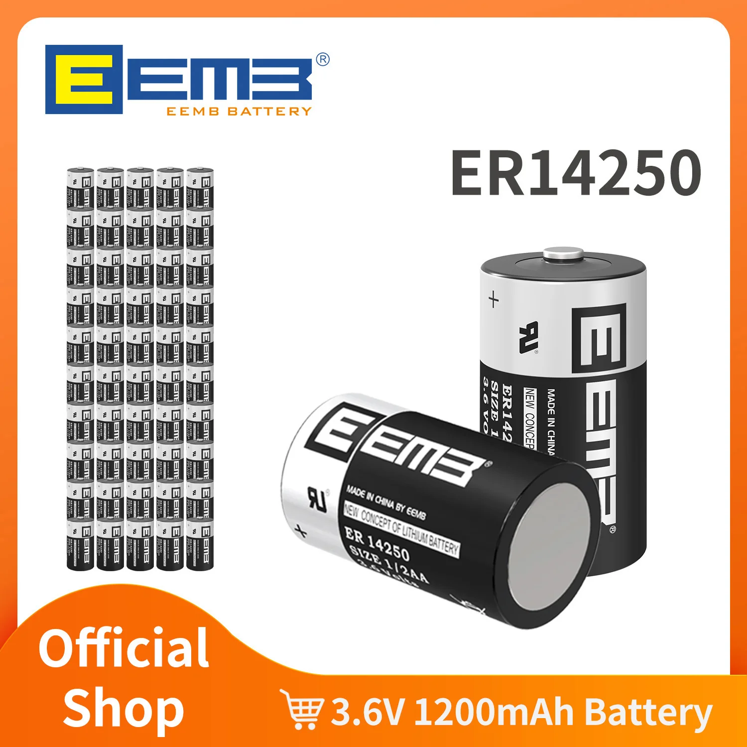 EEMB ER14250 3,6 V 1/2 AA Bateria litowa 14250 1200 mAh Baterie ogniwowe do licznika wody/gazu Alarm Czujnik okna