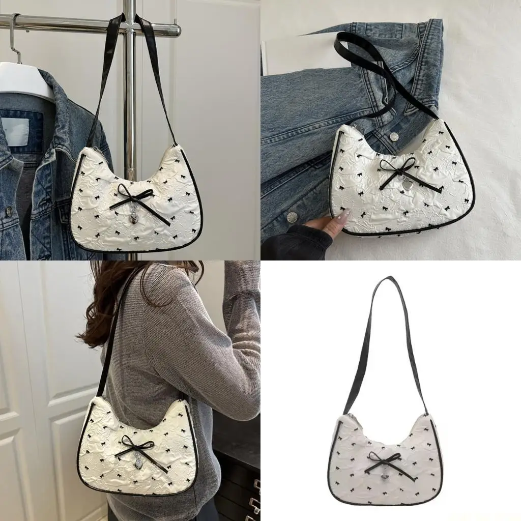 

X90D 2025 Structured Bubble Cotton Bag Bows Knot Detail Flexible 7 Neutral Color Choices