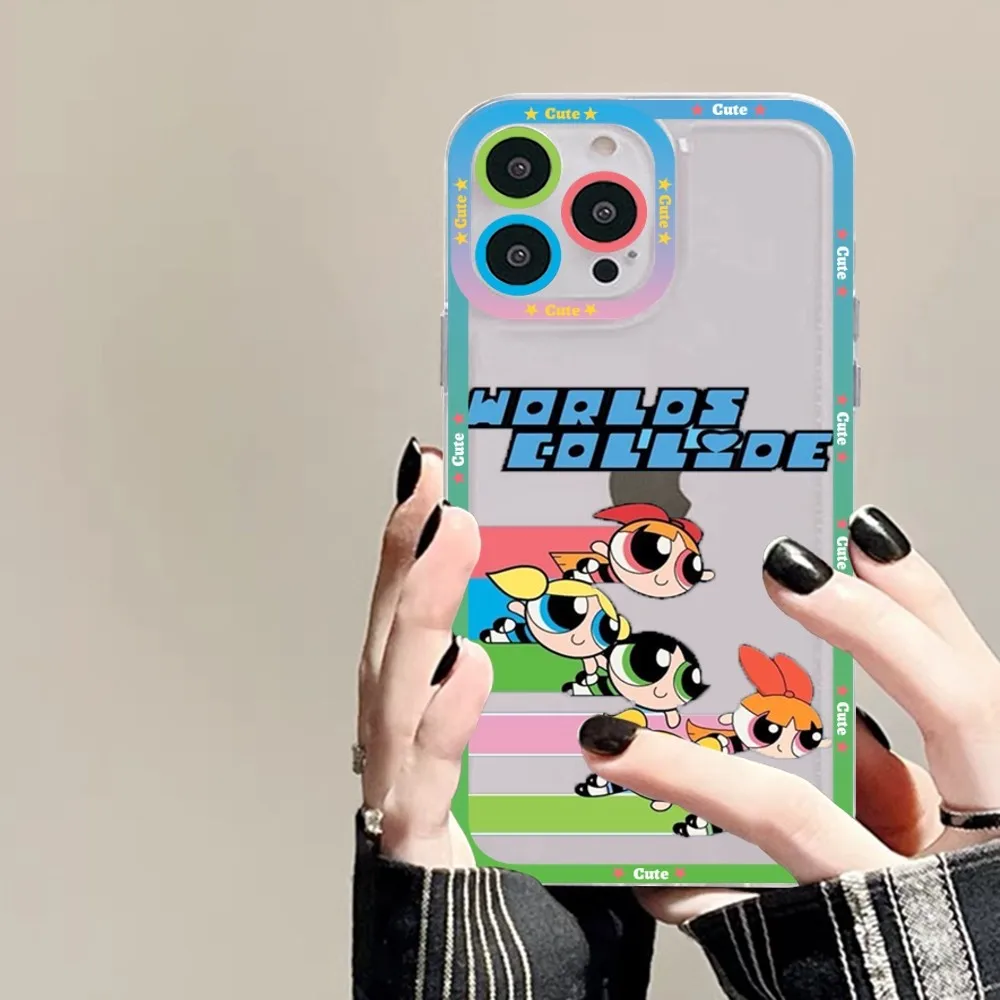 Cute-P-Powerpuffes-G-Girls Phone Case For Samsung S 20 21 22 23 Lite Plus Ultra Clear Mobile Cover Funda