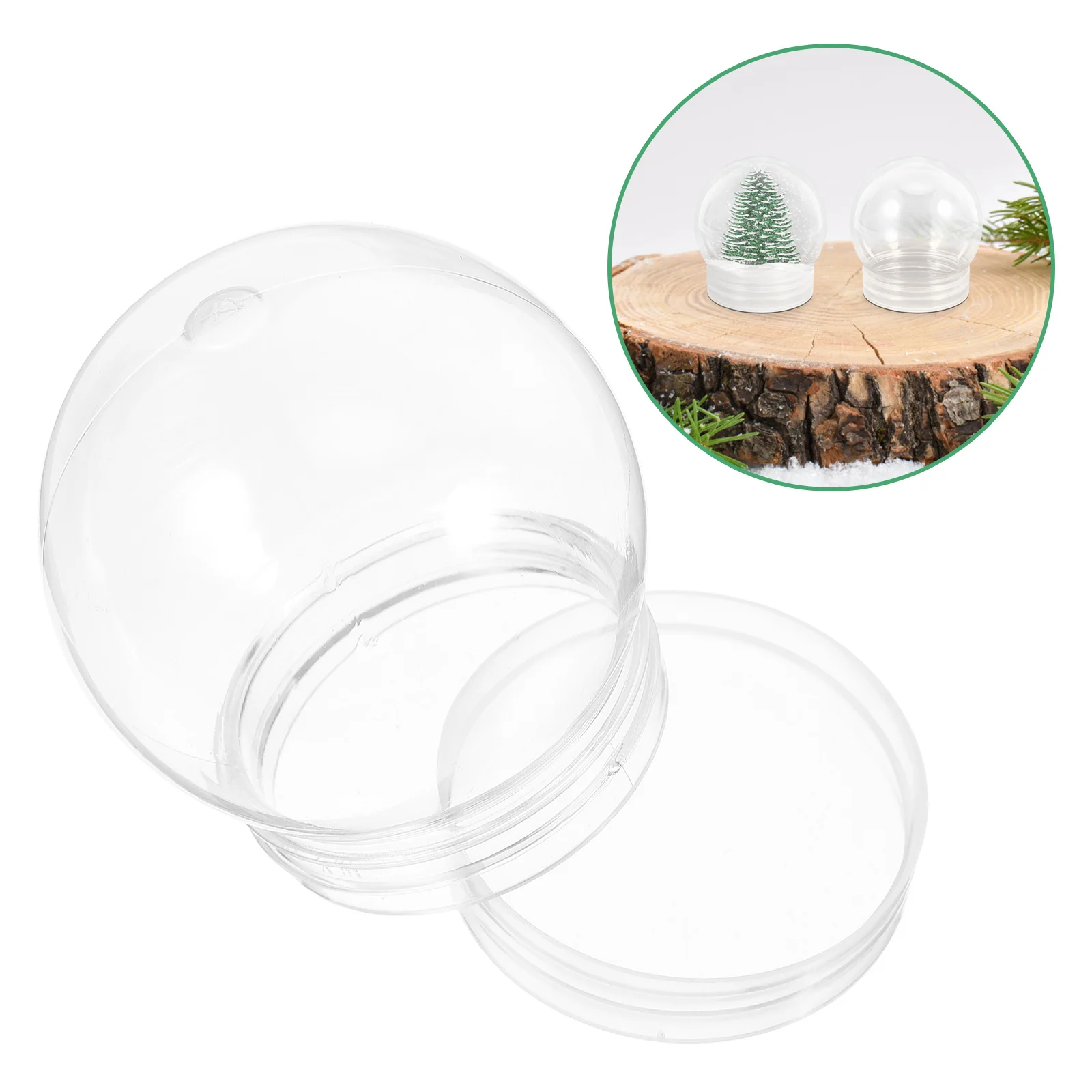 

10pcs Snow Accessories Christmas Diy Water Globe Empty Clear Plastic Snow Globes Craft Making Ball Shape Globe For Xmas Crafts