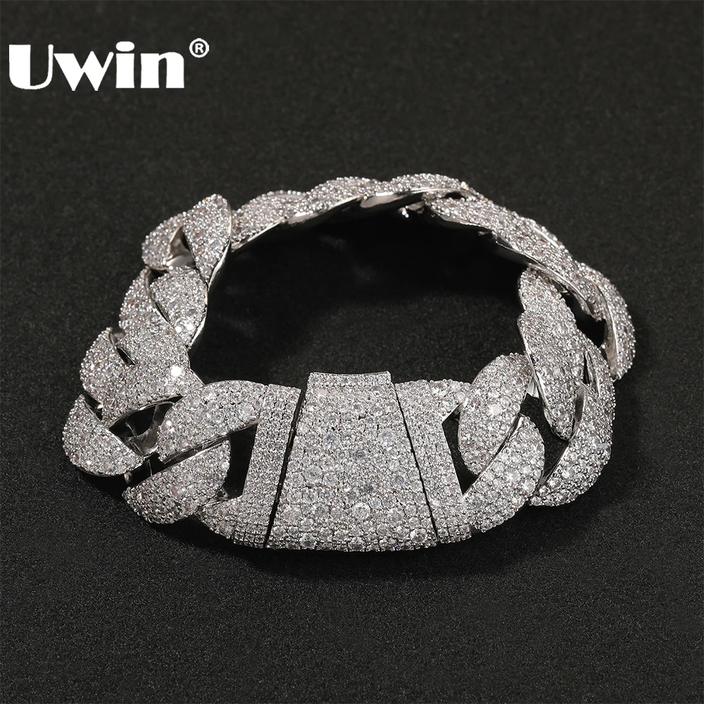 UWIN 23mm Heavy Cuban Link Chain Bracelets for Men Iced Out Pave Setting Cubic Zircon Chain Bracelets Hip Hop Jewelry for Rapper