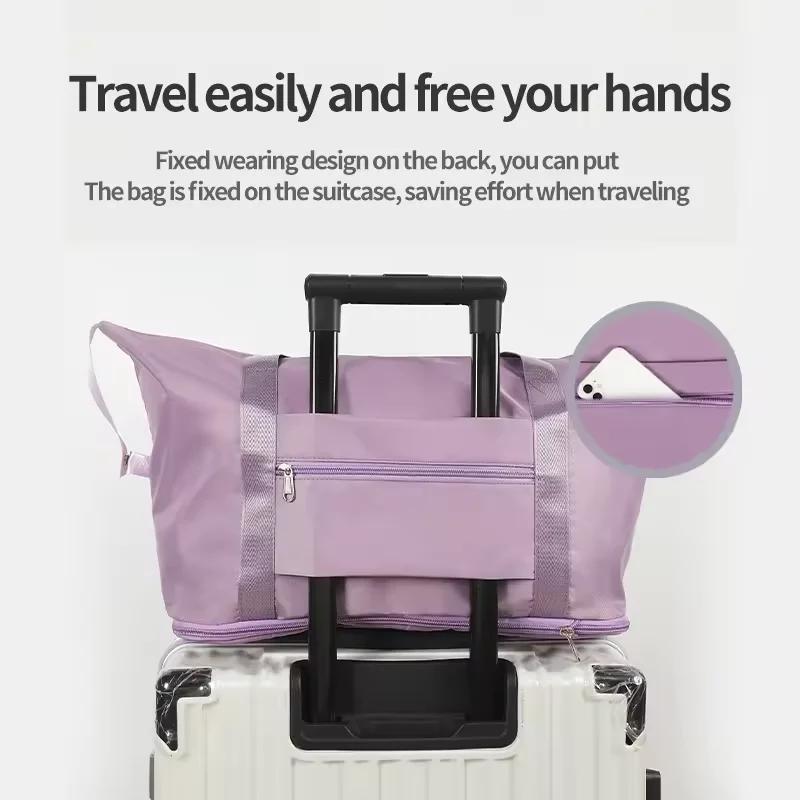 Large Travel Tote  Carry On Tote Bags Waterproof Expandable Duffel Gym Tote  for Women with Trolley Sleeve Wet Pocket