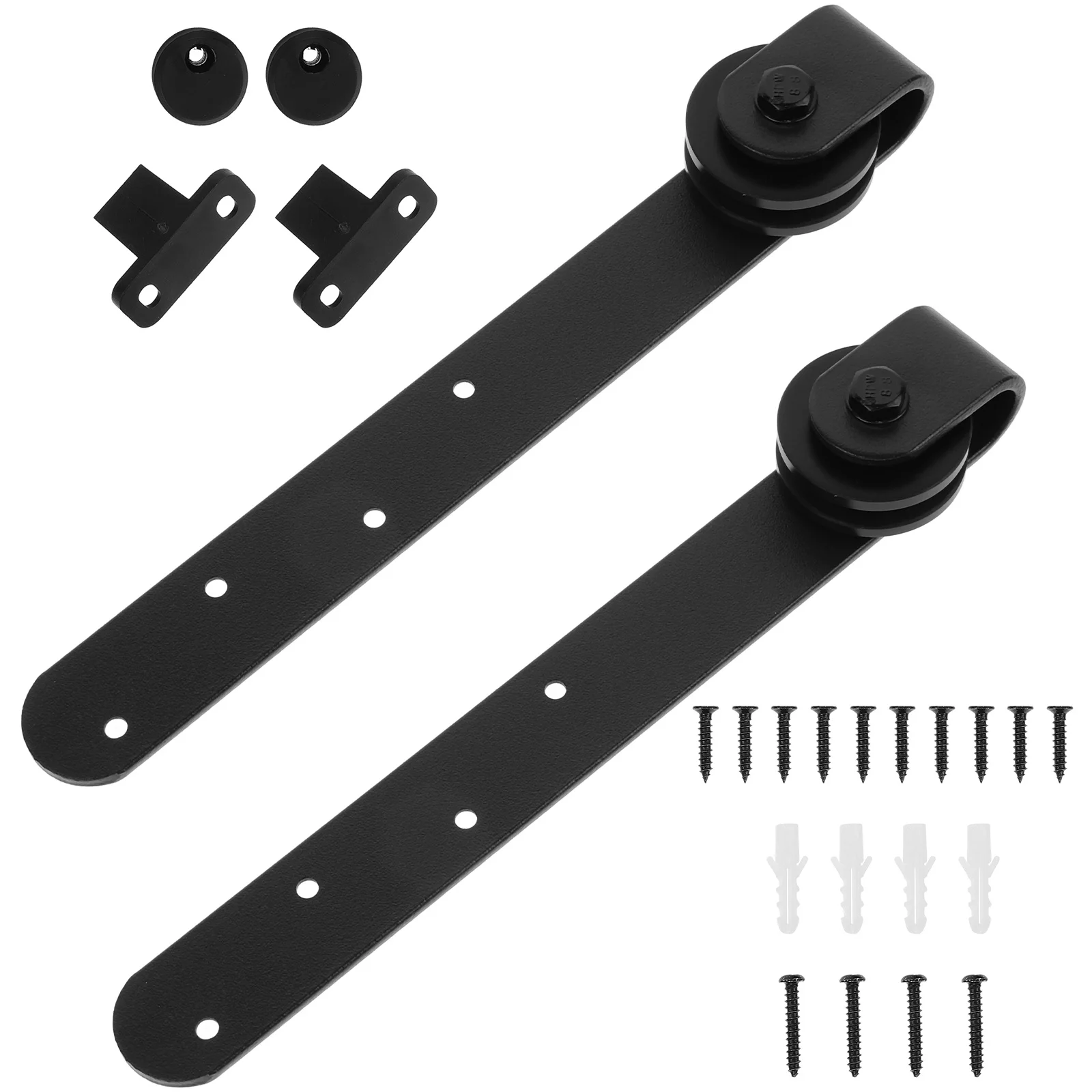 

1Set Black Door Hardware Kit Mini Barn Sliding Cabinet Rollers Thick Frame Smooth Design Versatile Applications