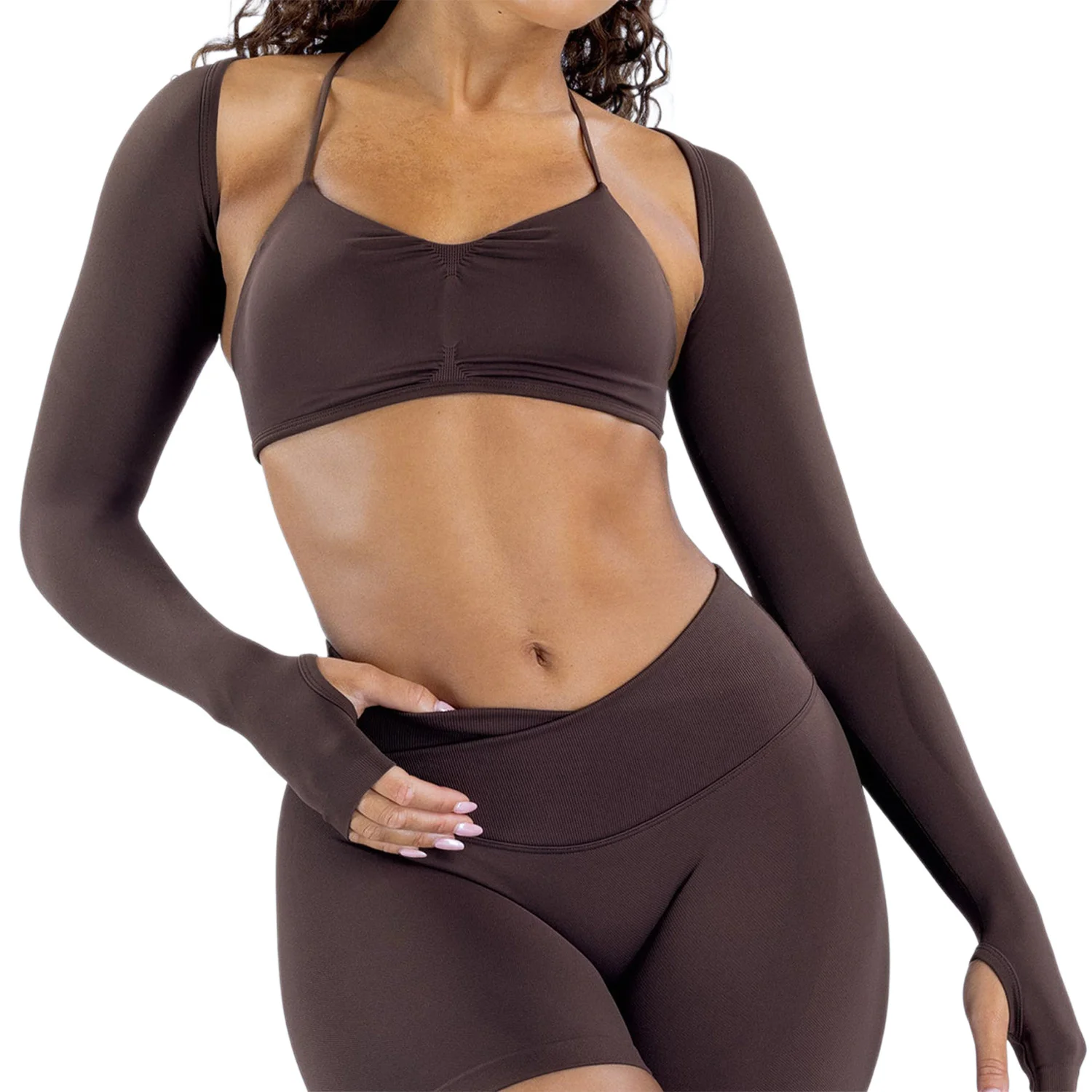 رؤية جديدة تتغاضى عن شال بأكمام طويلة يمتص العرق سريع الجفاف عالي المرونة رياضة الجري اللياقة البدنية اليوغا شال