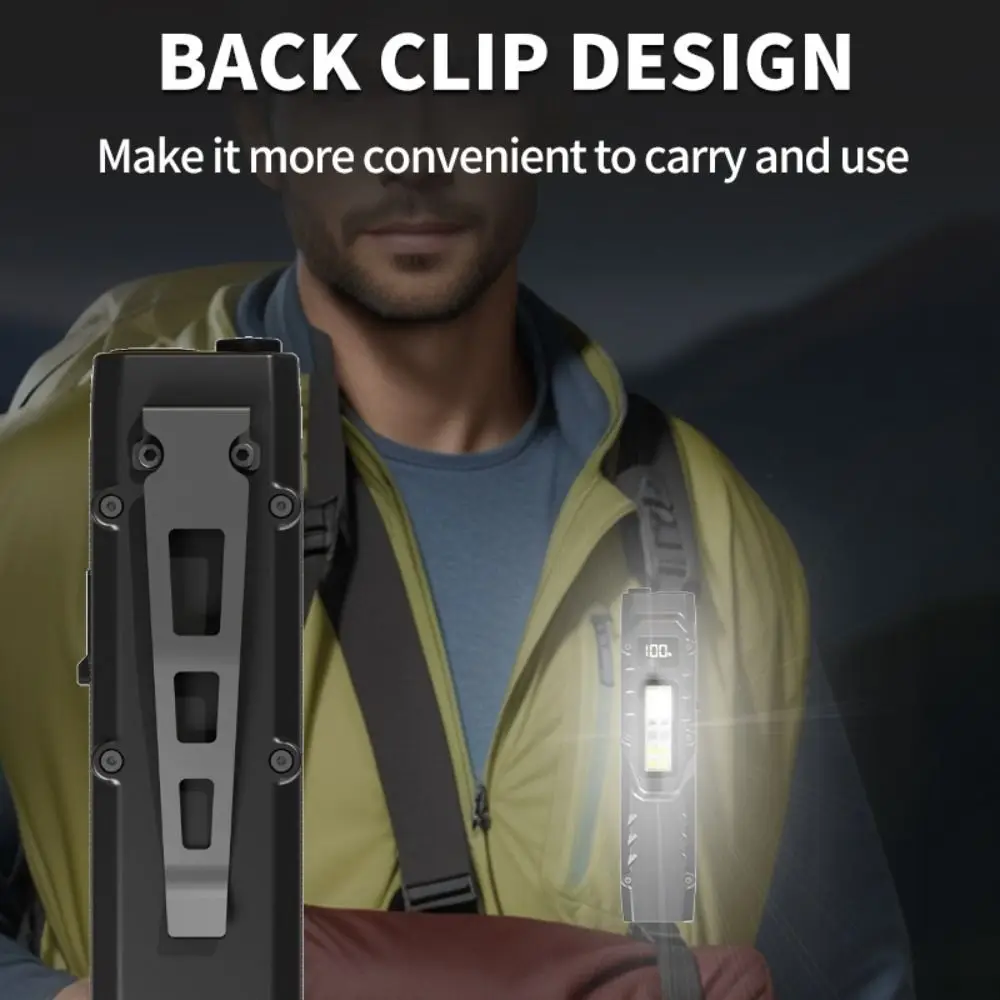 

Portable Powerful Pocket Flashlight Waterproof with Pen Clip UV Lamp LED Double Swich Work Light Outdoor