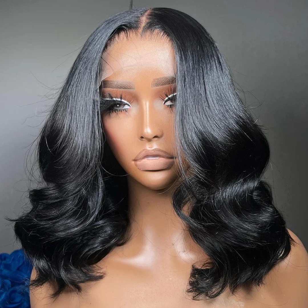 250% 13x4 Lace Front Wig bob Body Wave 13x6 HD Transparent Lace Frontal Wig  5x5 Glueless Lace Closure Preplucked Bob Wig