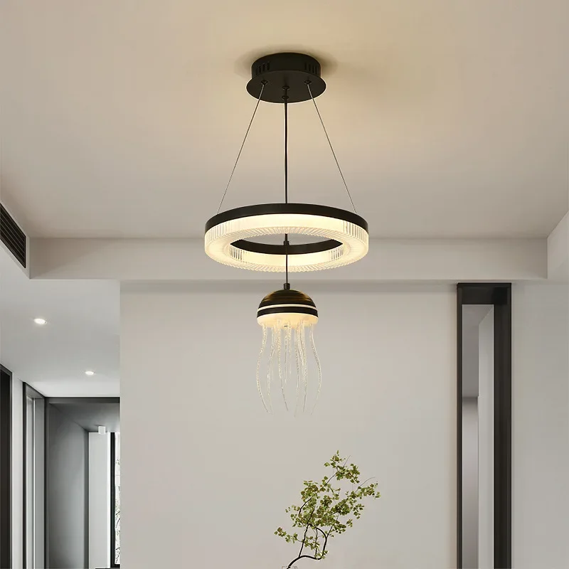 

Creative Nordic jellyfish chandelier stylish atmosphere LED restaurant bar personalized window chandelier