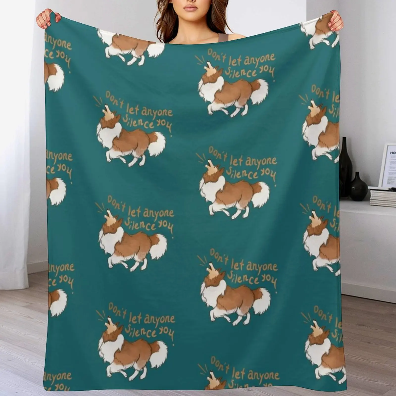 

Barking Sheltie ( shetland sheepdog ) Don't let anyone silence you Throw Blanket warm for winter Soft Beds Polar Hair Blankets