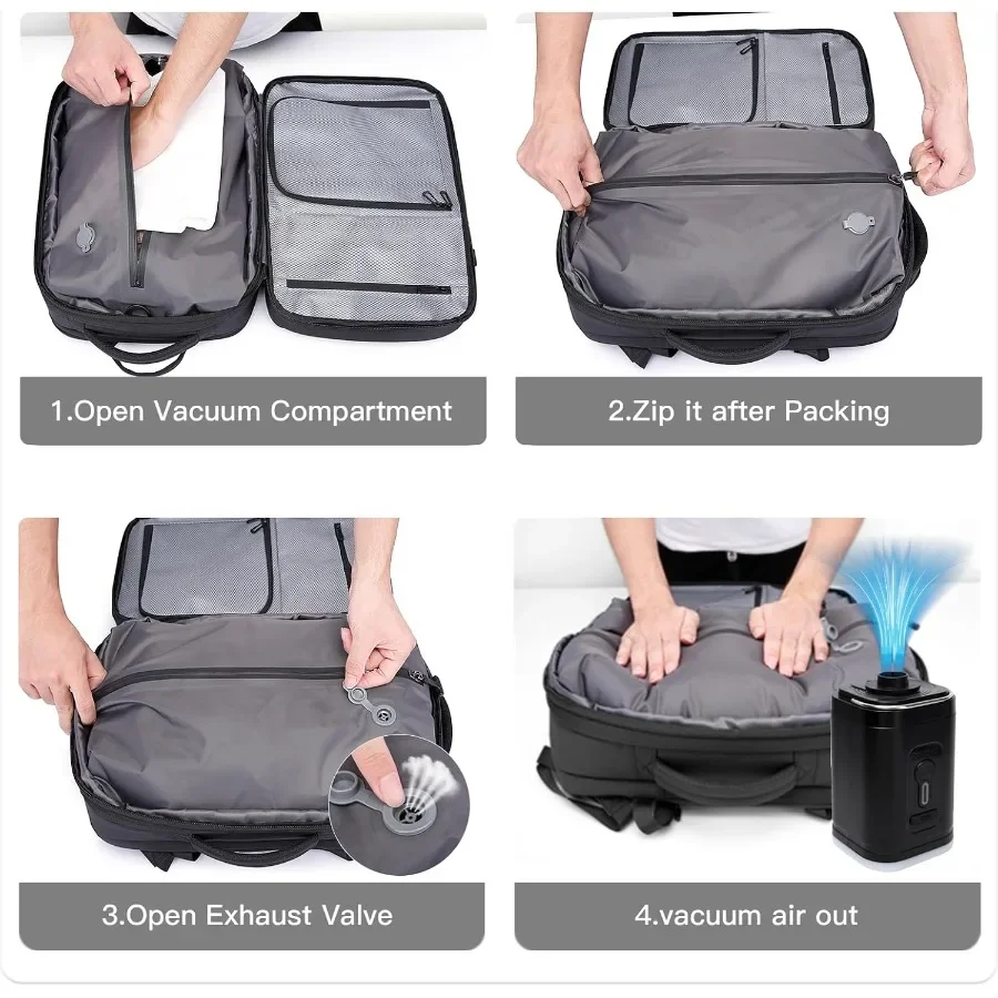 حقيبة ظهر BANGE مع مضادة للسرقة وضغط مفرغ للسفر وحقائب ظهر قابلة للتوسيع مع مضخة للطائرات #3