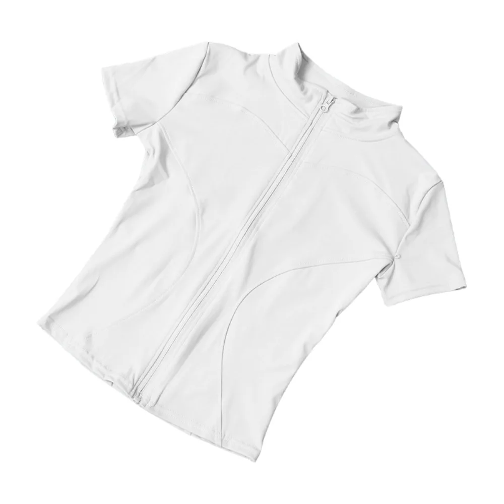 

Short Sleeve Sports Jacket T-shirt Slimming Sweat Absorption Yoga Jacket Shirt Black White Quick Drying Yoga Crop Top