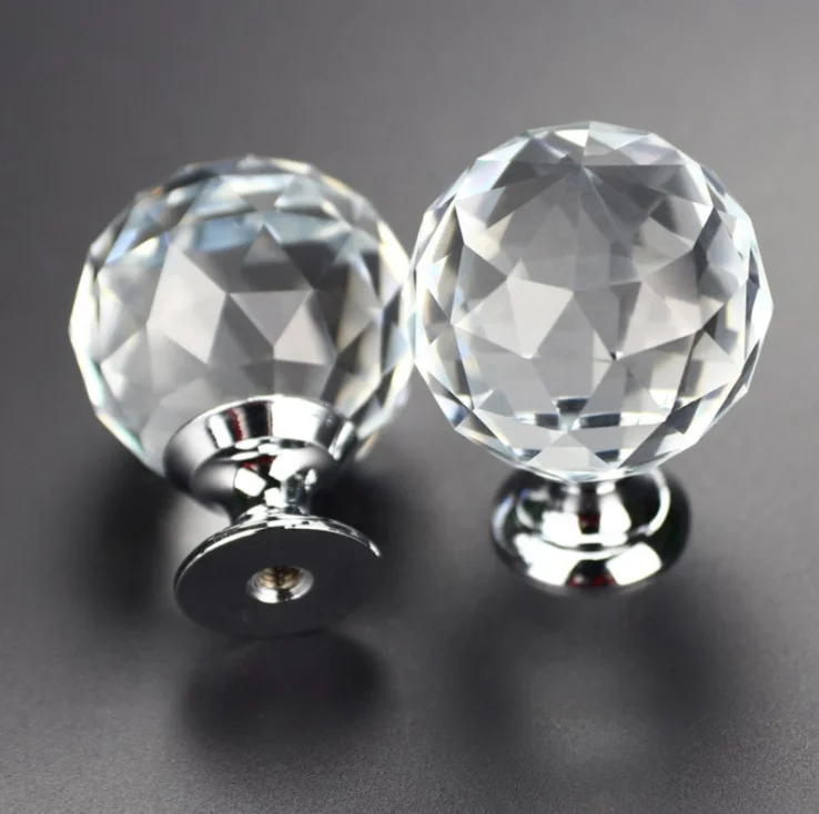 Diamante Crystal Ball Knobs para gaveta, mobília do quarto, Últimas