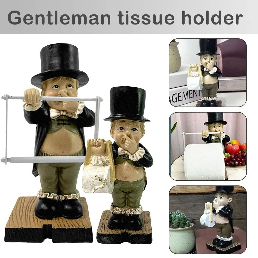 Gentleman Tissue Holder Modern Bathroom Paper Towel Holder Figure Tissue Towel Napkin Papers Dispenser Home Living Room Decor