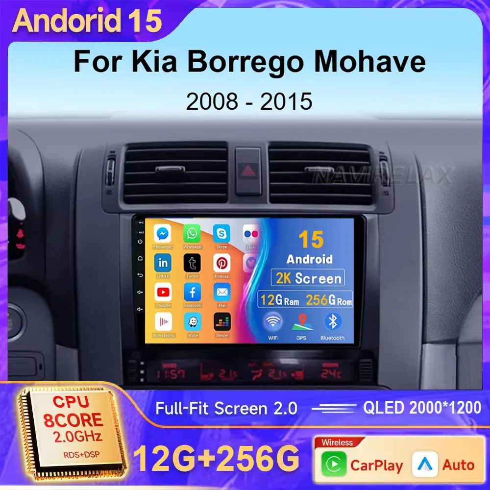 

Android 15 Carplay Auto Multimedia Video Player for Kia Borrego Mohave 2008-2015 DSP 2DIN Autoradio Stereo