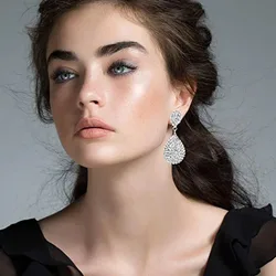 Shiny Rhinestone Crystal Teardrop Dangle Earrings Clip Long Statement Chandelier Drop Earrings No Pierced Jewelry for Women