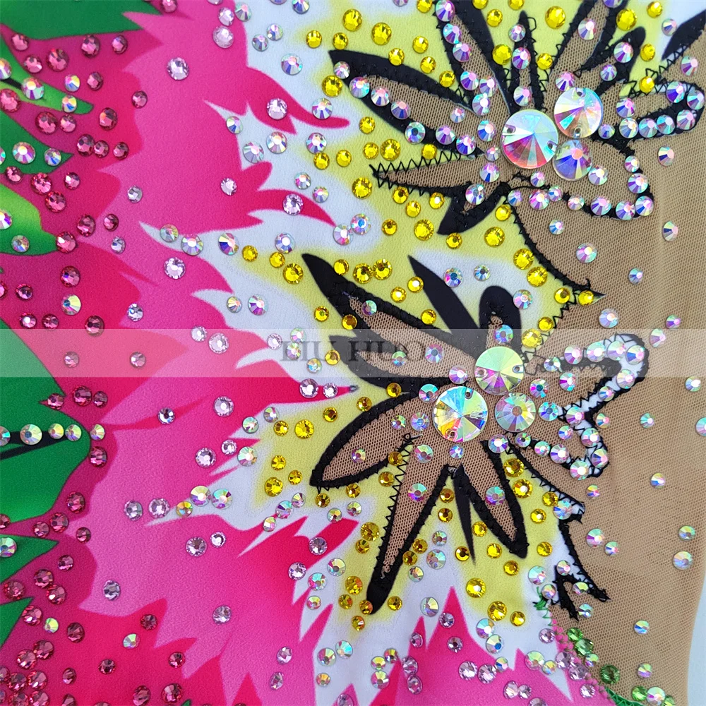 LIUHUO 리듬 체조 레오타드 성인 여성 소녀 의상 성능 경쟁 댄스 복장 민소매 멀티 컬러 사용자 정의