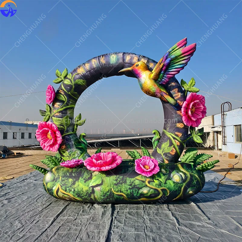 Giant Inflatable Hummingbird Rock Wreath Decor for Mall Layout, Party and Commercial Event Ornaments