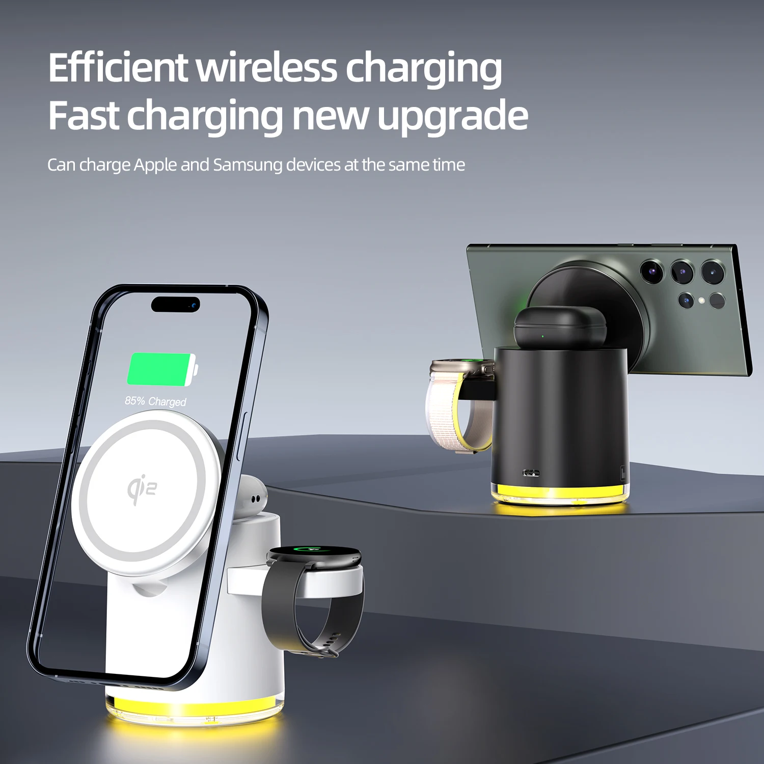 Magnetic Qi2 Wireless Charger 3-in-1 Fast Charging Station Stand Folding Holder for iPhone 16 15 14 Pro Max Airpods Apple Watch image 3