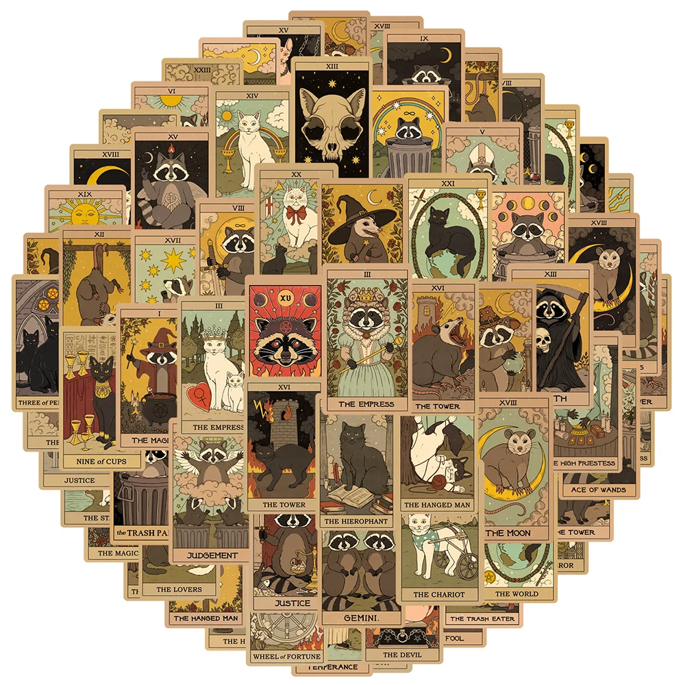 10/30/60pcs Vintage Classic Tarot Card Stickers Decoration Decals Toy Gift DIY Laptop Suitcase Skateboard Cool Sticker Packs
