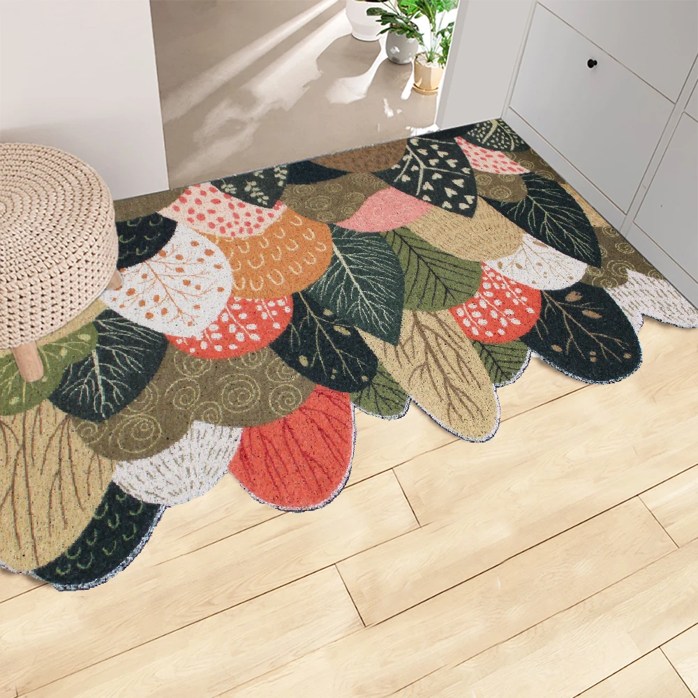 Heavy Duty Indoor/Outdoor Door Mats Muddy Wet Shoes Entrance Rug Shoes Scraper Doormat Entryway Carpet Forest Non-Slip Washable