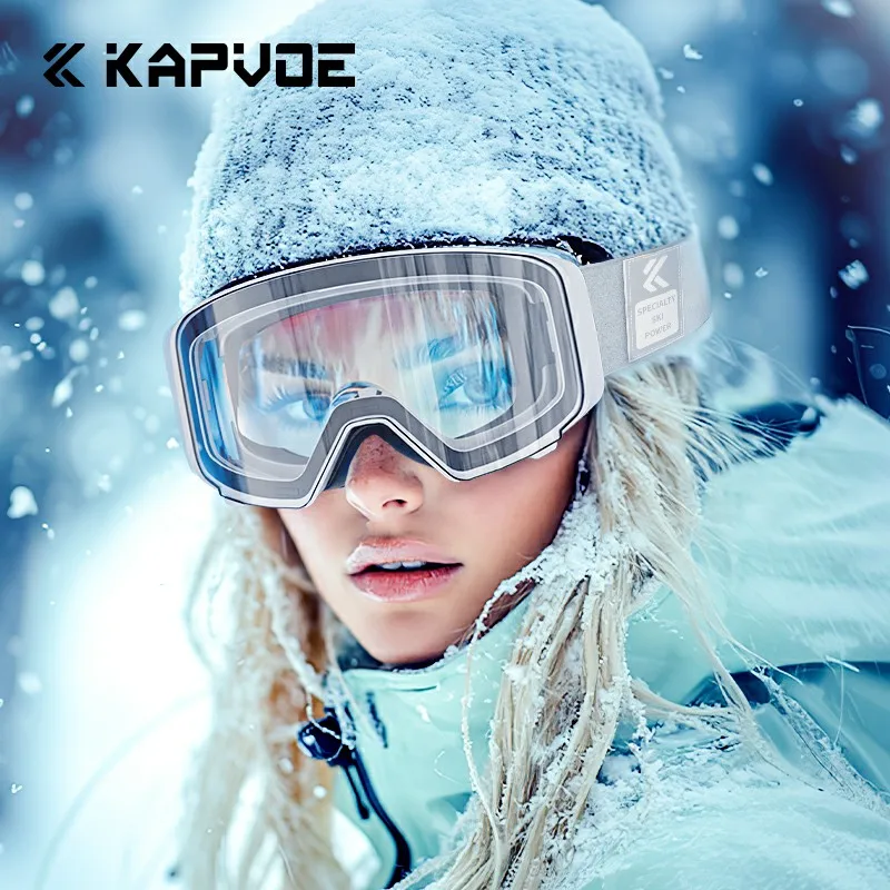 Kapvoe Snowboarding Snow Outdoor Ski Glasses Photochromic Colored Winter Skiing Eyewear Snowmobile UV400 Anti-fog Magnetic Lens