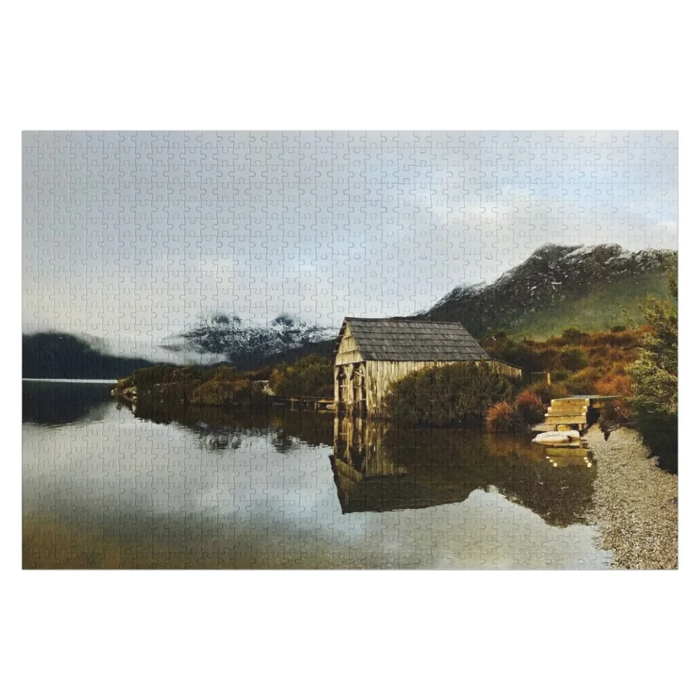 

The Boathouse, Dove Lake, Cradle Mountain, Tasmania, Australia Jigsaw Puzzle Wooden Name Customized Kids Gift Puzzle