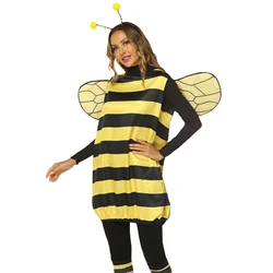 Xmas Costumes Women Halloween Cosplay Set Halloween Bee Dress with Wings Headband Leg Sleeves for Role-playing Accessories