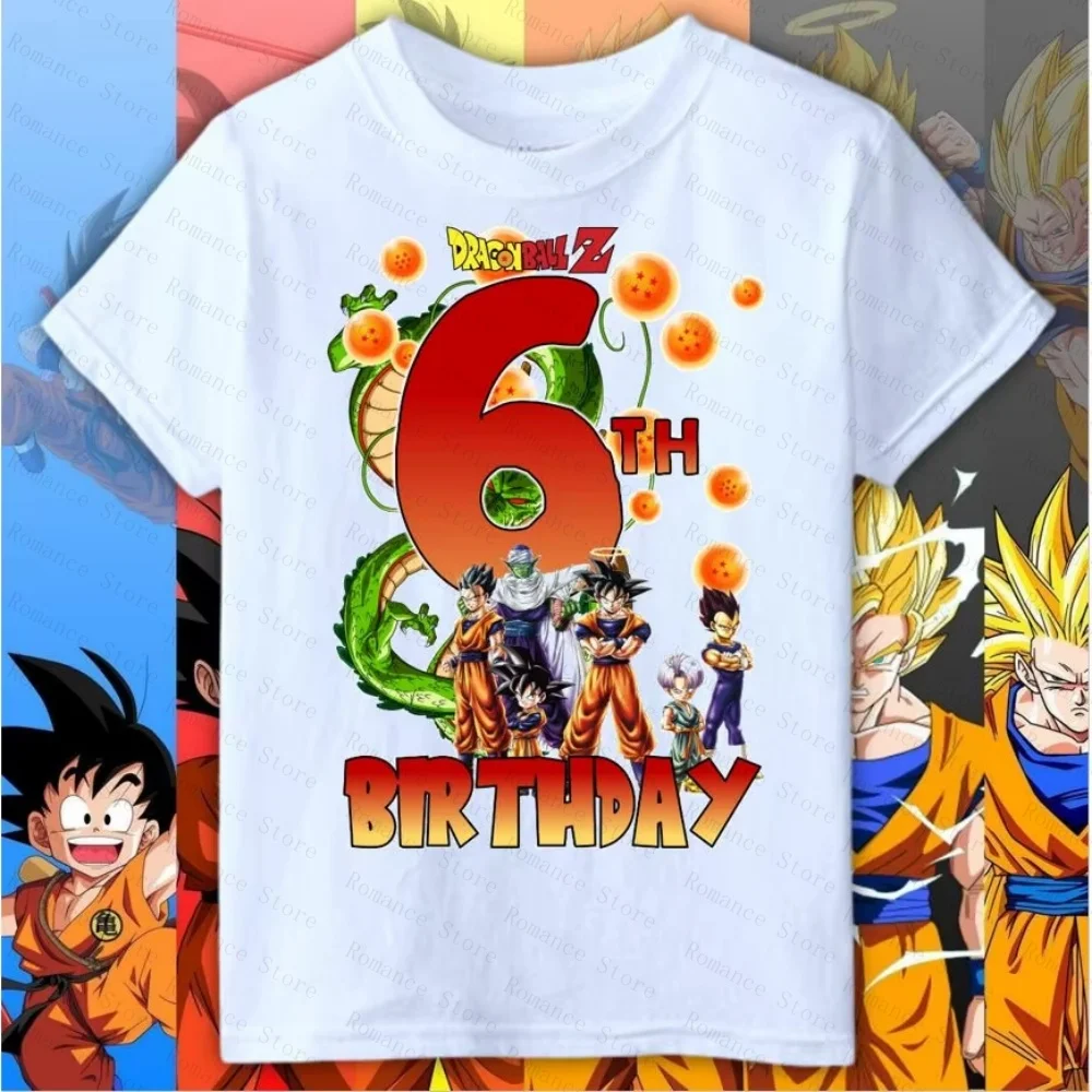 2026 Summer Dragon Ball BIRTHDAY Kids Shirt Boy Girl T-shirt 3-8 Years Old Fashion Casual Y2K Short-sleeved Trendy Clothing view 5