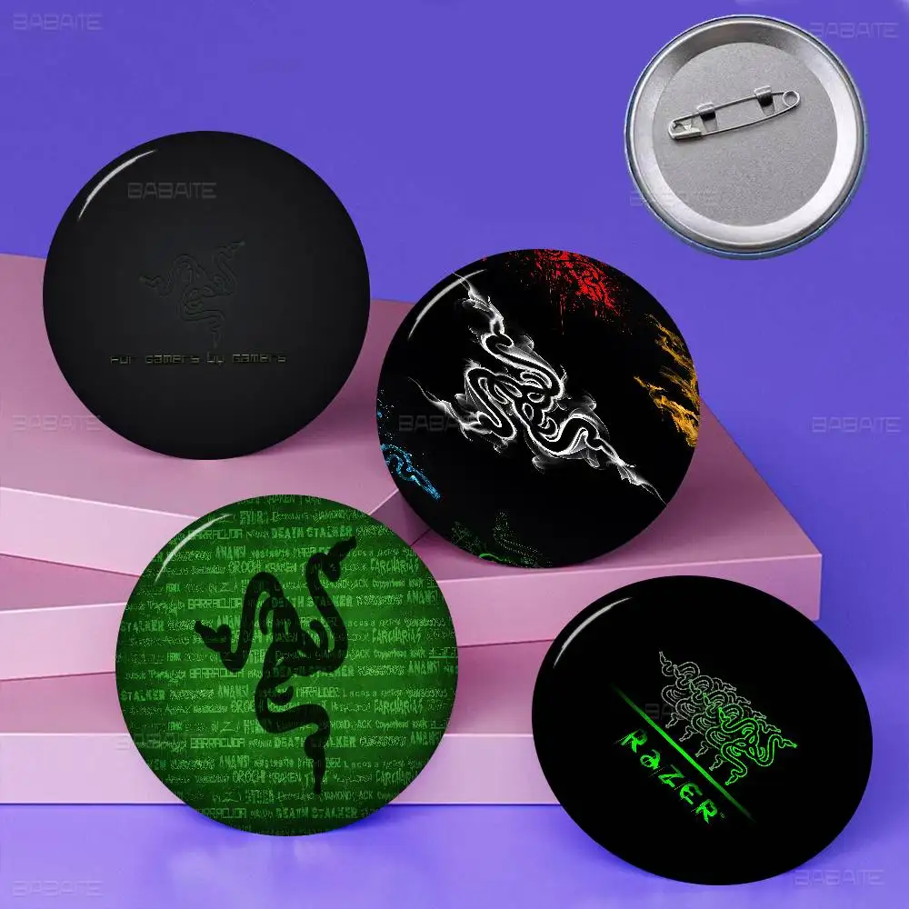 R-Razer logo Soft Button Pin Bright Printed Icon Gift For Friends Badge Collar Brooch Lapel Pin Metal