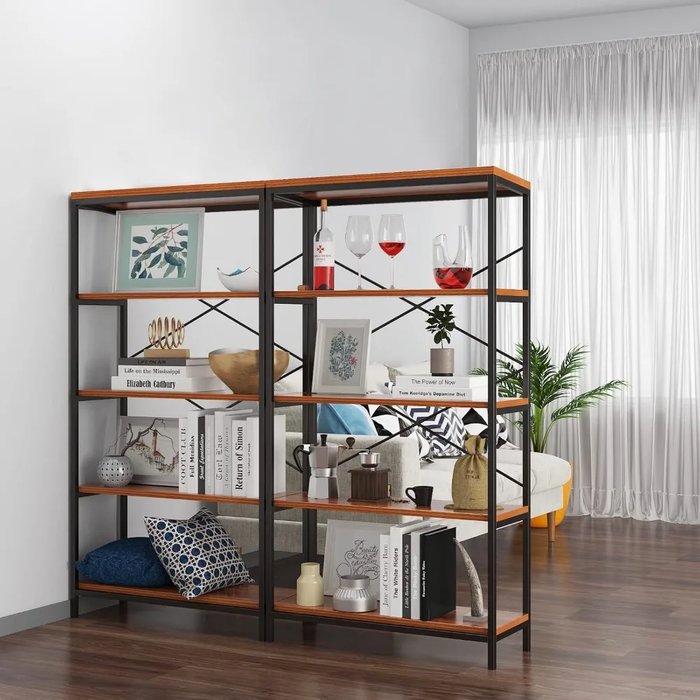 Rak Buku Tangga Logam 5 Tingkat, Rak Penyimpanan Tinggi 58, Furnitur Aksen Modern untuk Rumah dan Kantor