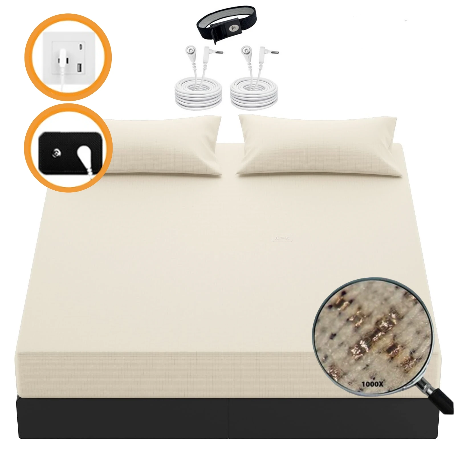 

Amradield Grounding Fitted sheet Grounding conductive Machine washable and anti-static (White, Width 60 Inch / Length 80 Inch)