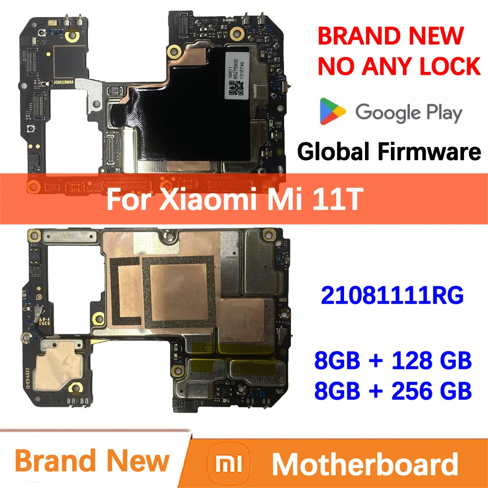 100% Brand New Original Motherboard for Xiaomi Mi 11T Mainboard Logic Circuit Board Plate Global Unlocked Full Work 21081111RG