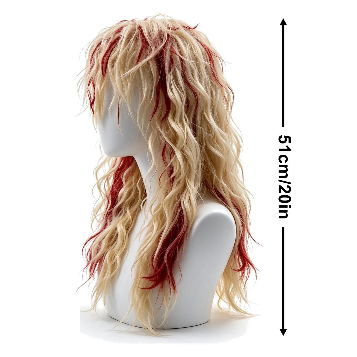 Messy Wave Wig 20 Inch 613 Blonde With 99J Red Wine Highlights Heat Resistant Synthetic Fiber Wig, Music Festival