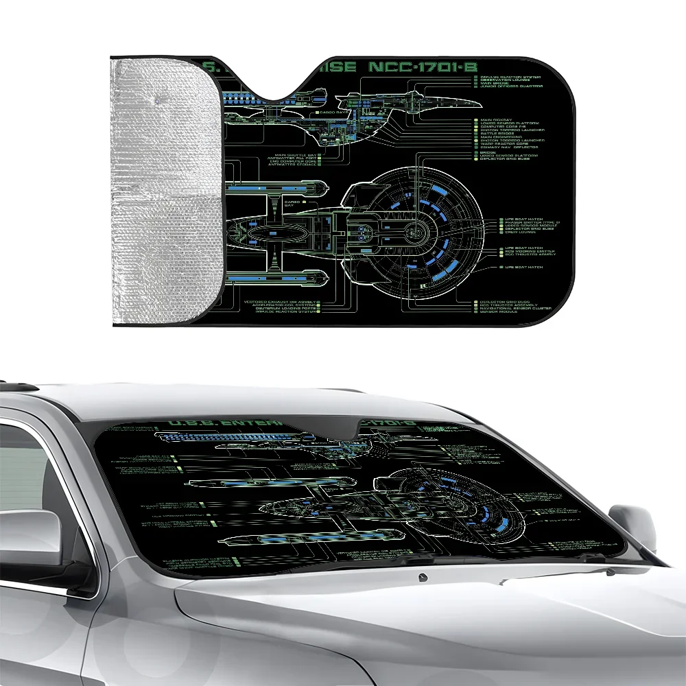 

S-Star T-Trek Car SunShade Three-layer Insulation Car Front Windshield Sun Shade Suction Cup Blocks UV Rays Sun