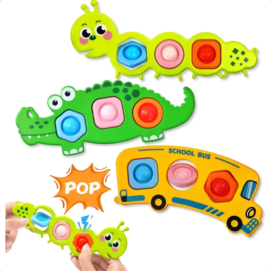 

3PC Fidget Popper Sensory Baby Toys for Airplane Travel ential Activities Pop it Fidget Toys Montori Toy Autism Autistic Gifts