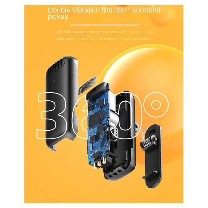 FULL-Mini Wireless Lavalier Microphones Plug And Play Noise Reduction Auto Sync Lapel Mic Live Stream,Vloggers,Interview