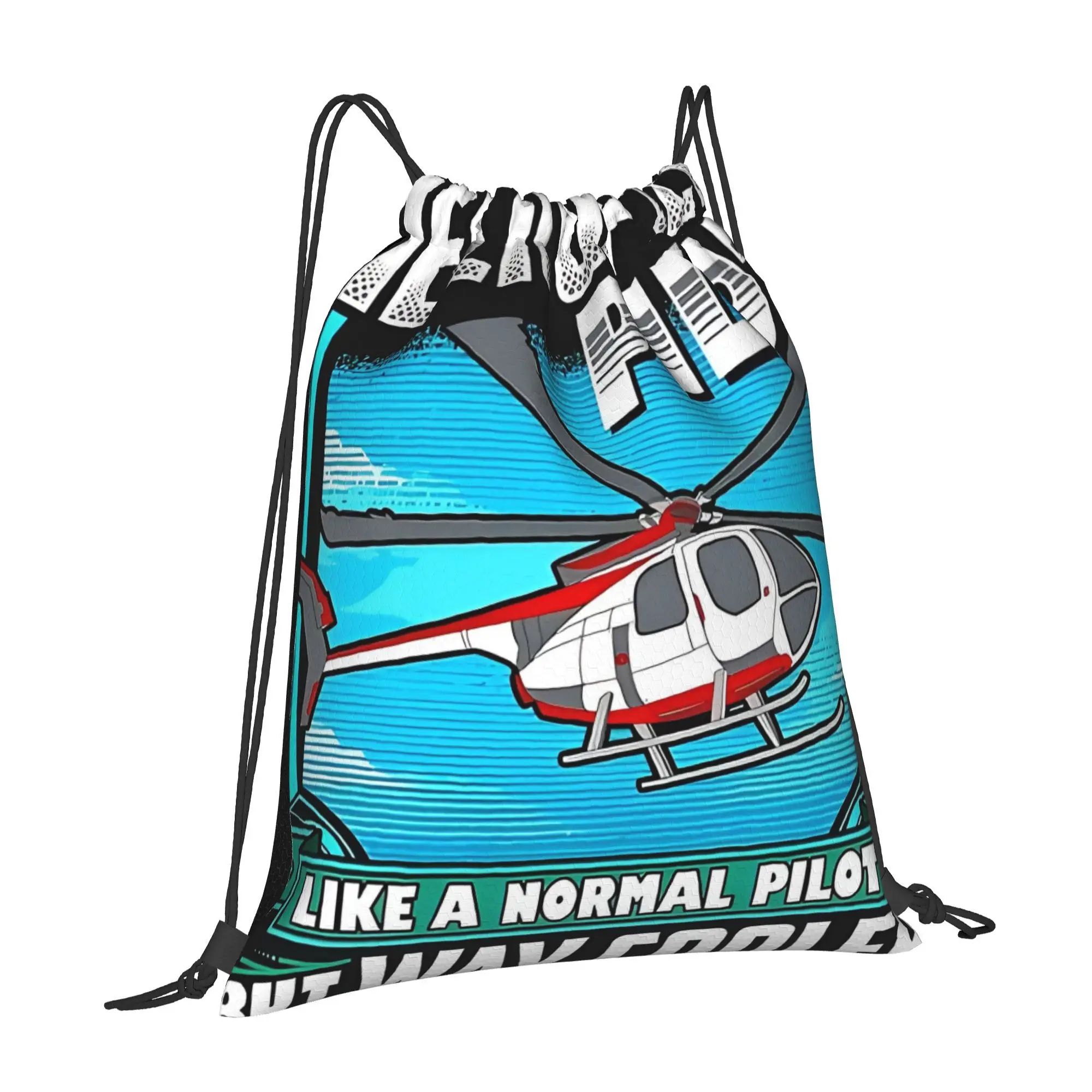 1-Piece Helicopter Print Drawstring Storage Bag