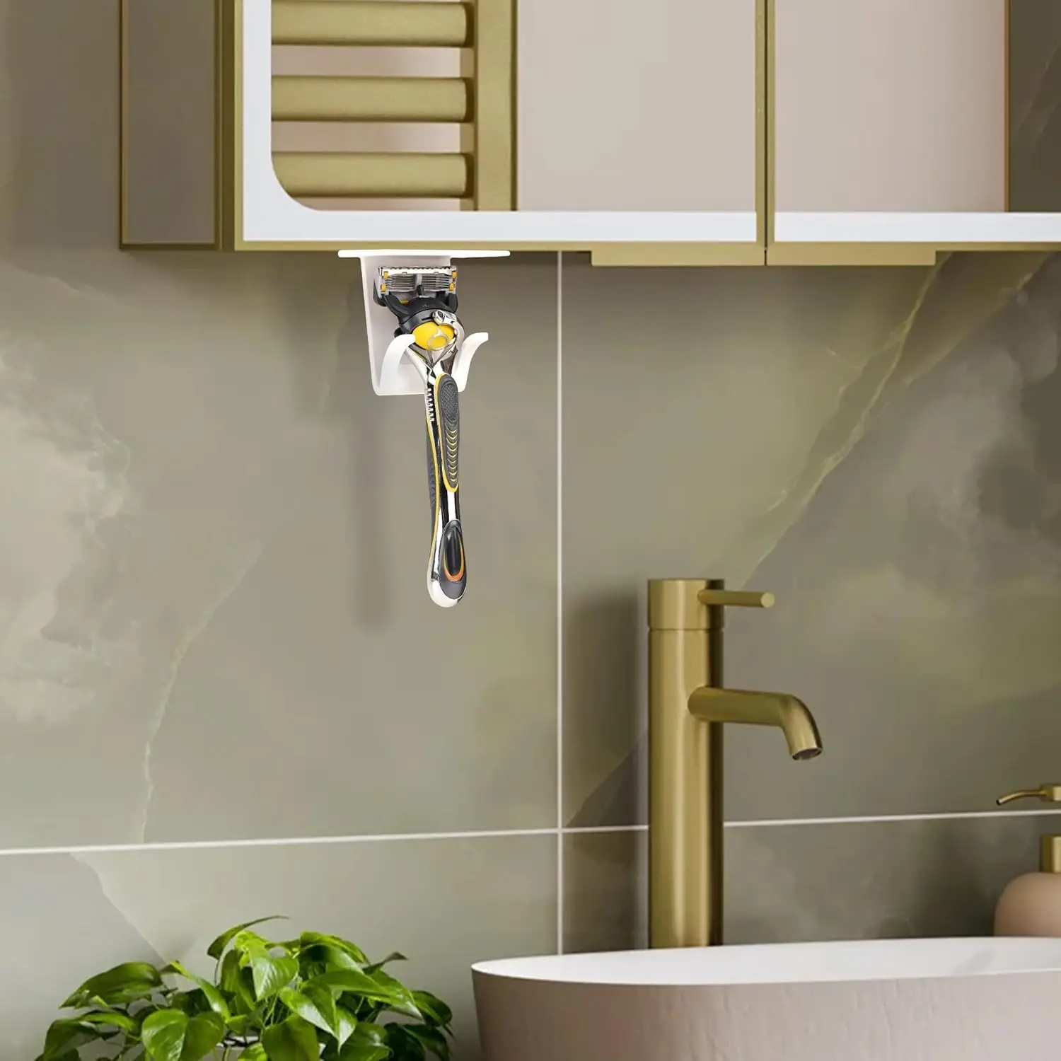 Self Adhensive Shaver Rack Strong Load Bearing Organizer Rack For Shaver Razor Men's Shaving Blade Wall Mounted Storage Rack