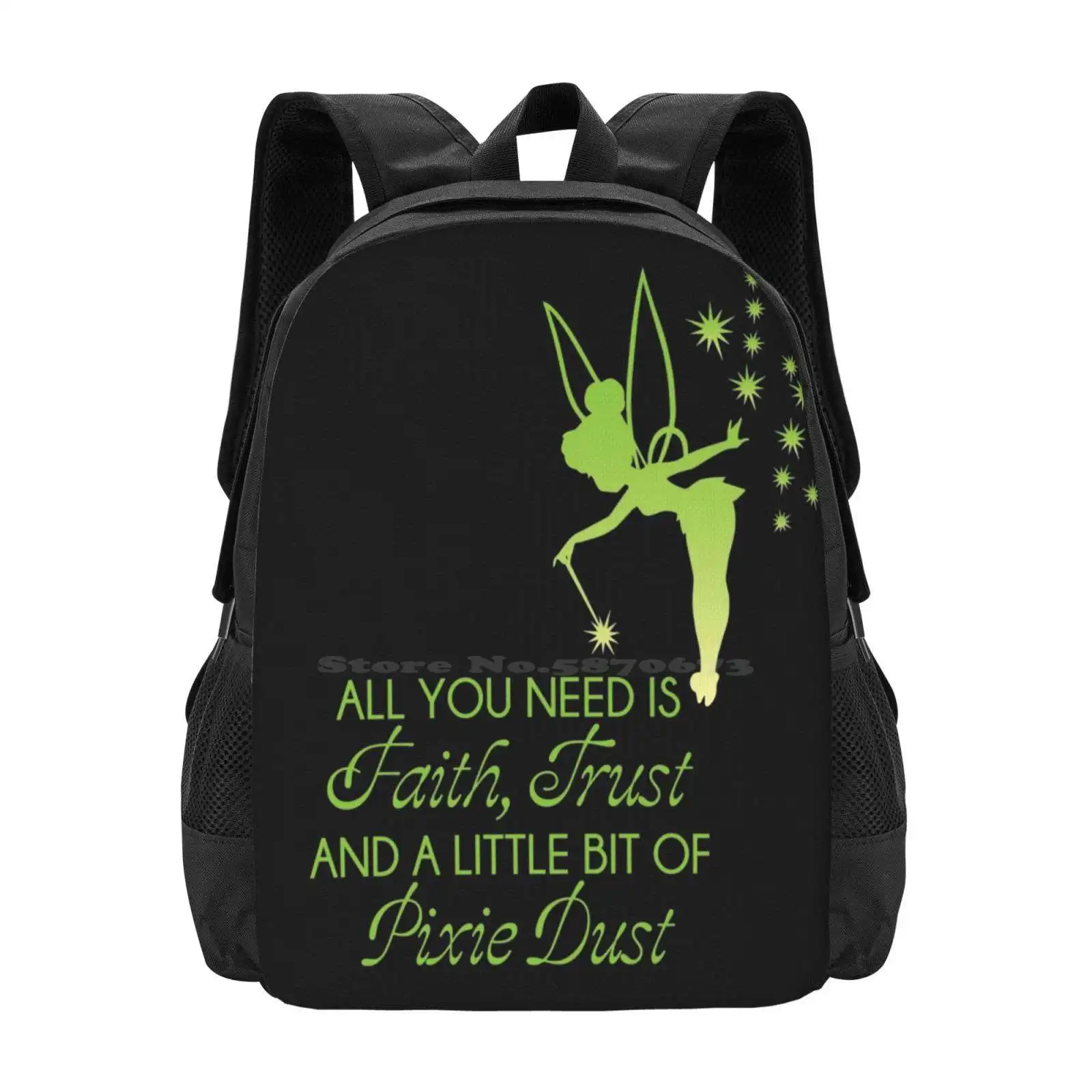 

Fairy Quote Teen College Student Backpack Pattern Design Bags Inspired Inspired Fairy Quote
