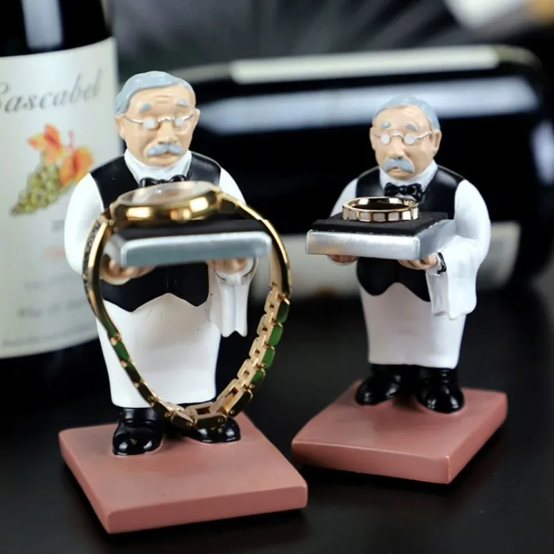 Exquisite Resin Watch Display Stand Butler Shaped Watches Showcase Holder Multifunctional Wristwatch Storage Rack Watch Shelf