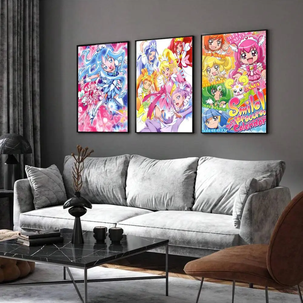 Anime P-Pretty Cure Poster Home Living Bed Room Bar Hallway Sticky Wall Printing Waterproof Aesthetic Decor