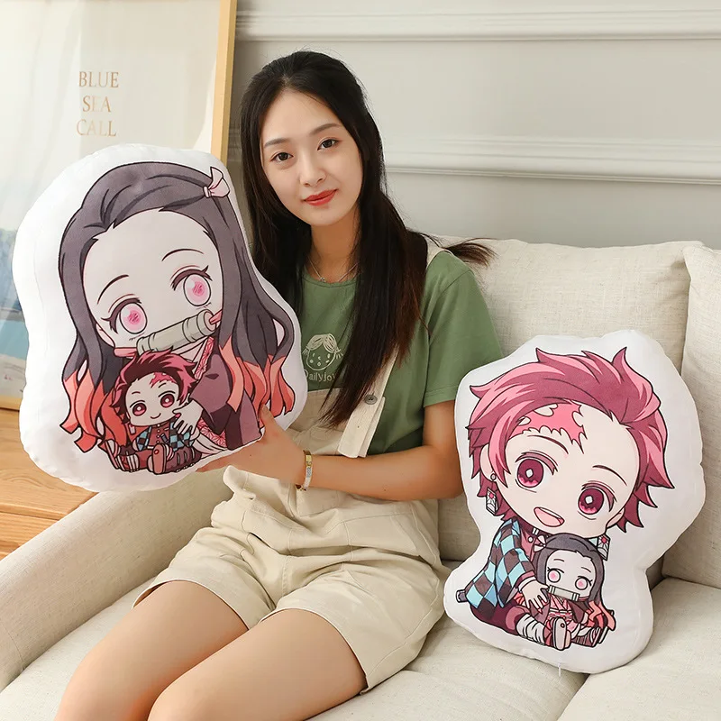 Kawaii Demon Slayer Nezuko Cuddly Toy Anime Tanjirou Pillows Doll Cute Shinobu Sofa Cushions Stuffed Doll Pendants 12CM 45CM