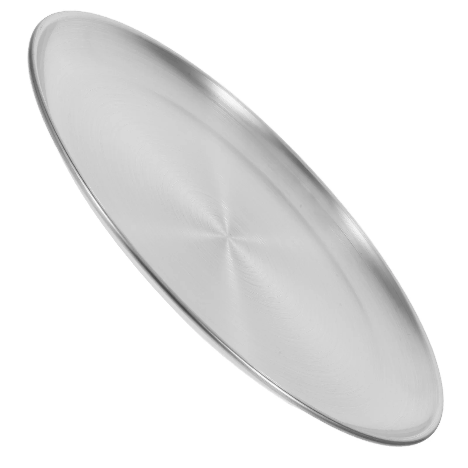 

1pc Thickened Round Stainless Steel Tray Food-Grade Rustproof High Temp Resistant Smooth Edge Cake Fruit Grill Serving Plate