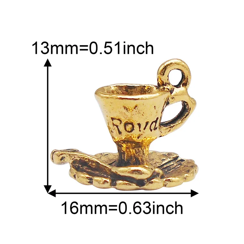 10pcs/lot Wholesale Antique Gold Color Alloy Coffee Tea Cup Charms Pot Necklace Pendant Jewelry Finding Handmade AU31847