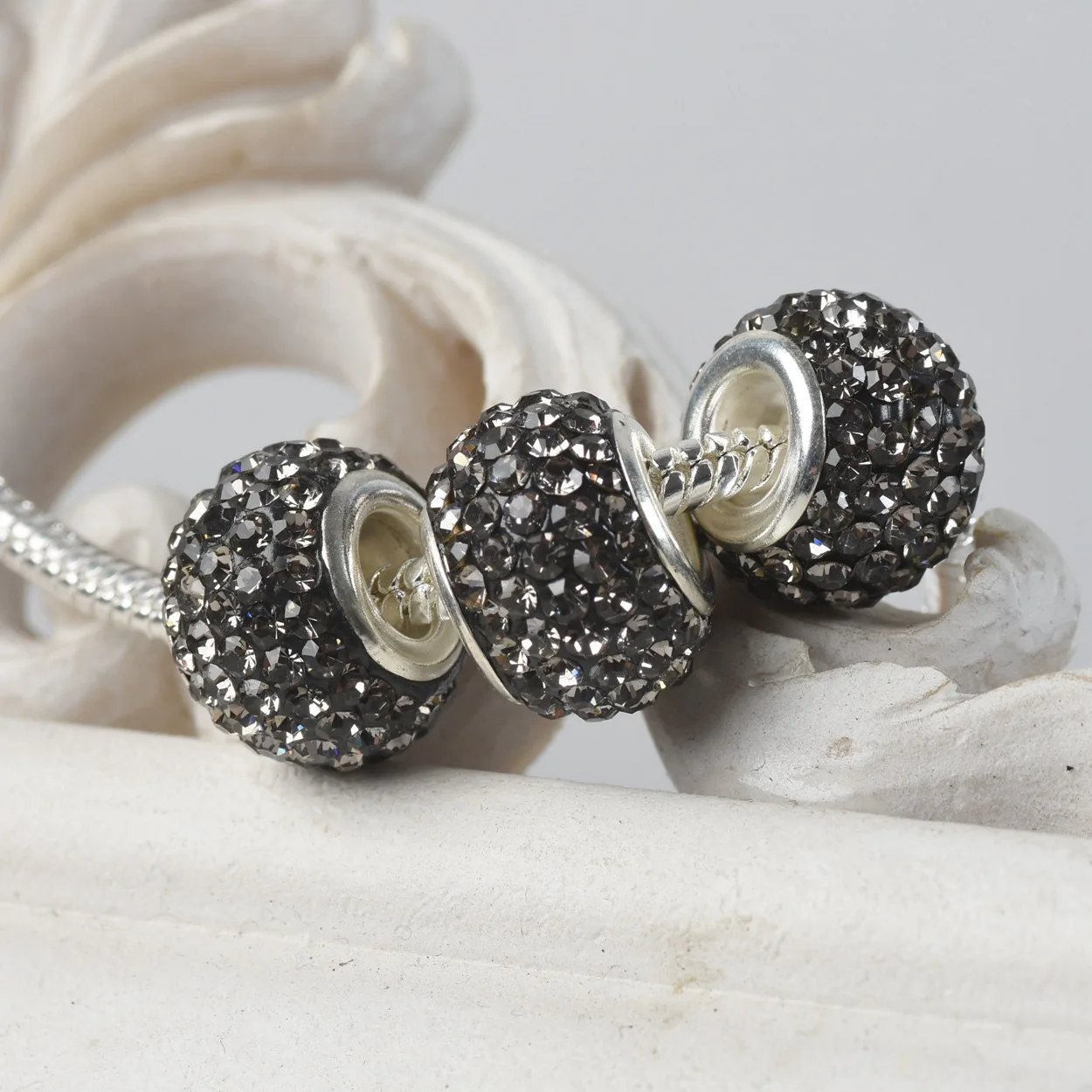 5 stücke 13mm runder Ton 5-reihige Strass steine großes Loch Perlen für Schmuck machen europäische Charms Armband DIY