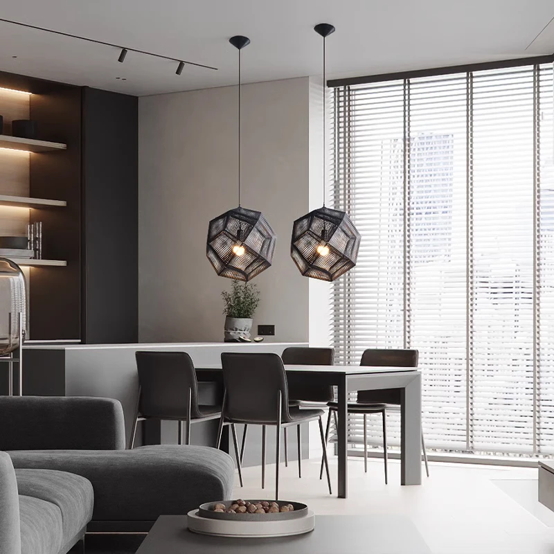 

Nordic creative and individual restaurant chandelier art cafe bar bar staircase geometric multi-faceted ball chandelier fixtures