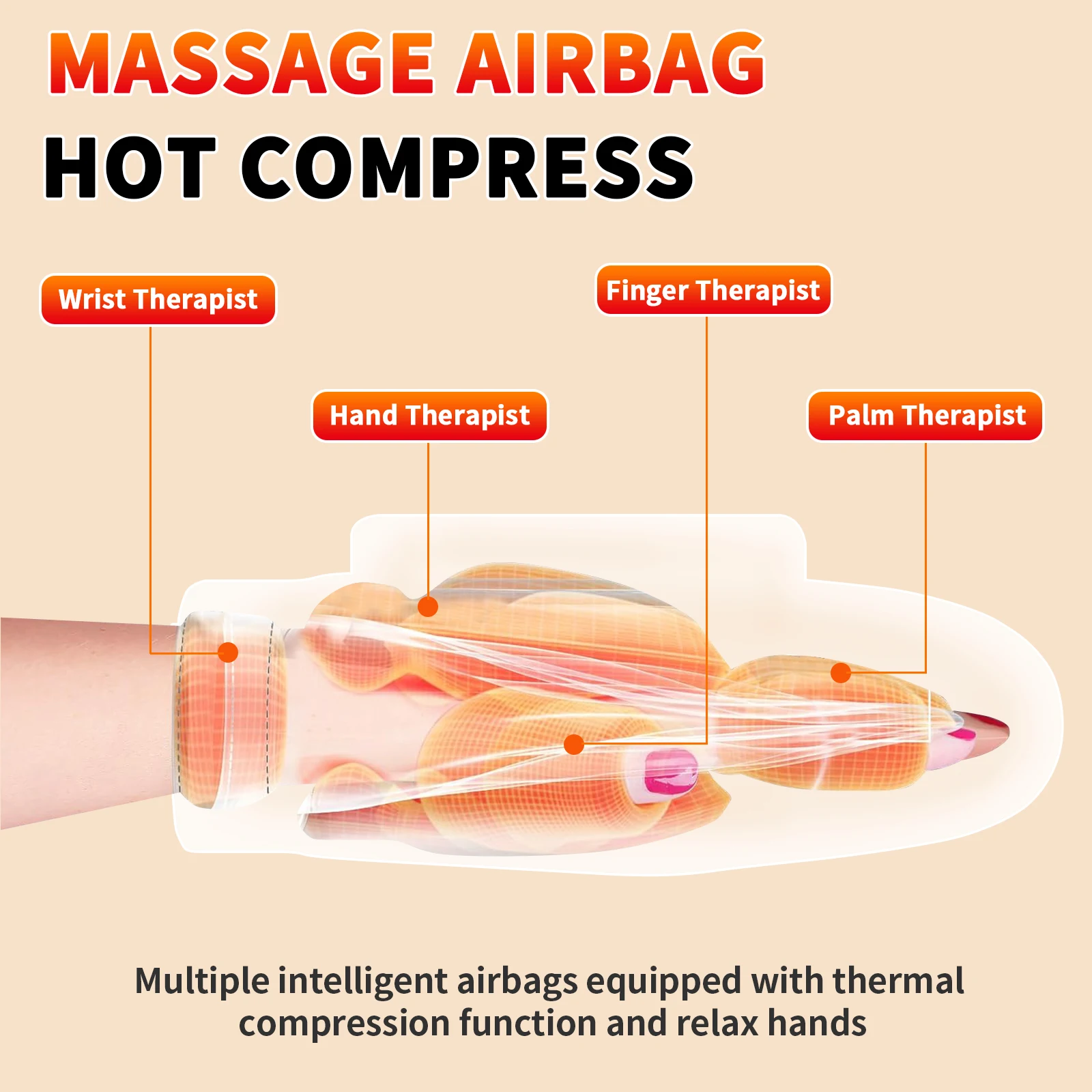 Hand Massager with Airbag Compression Finger Wrist Palm Massage Machine Vibration Glove for Hand Muscle Relax Gift for Men Women view 5