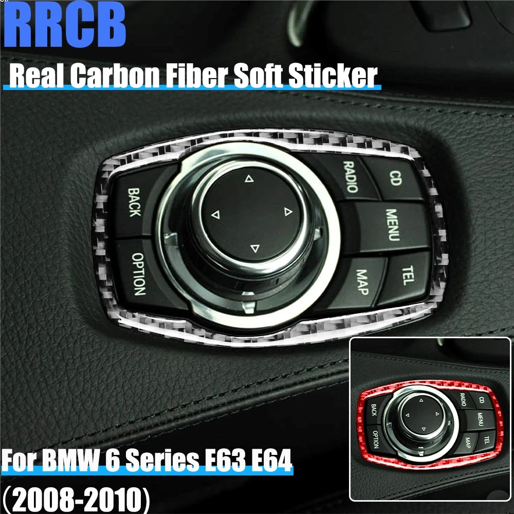 

Carbon Fiber Car Accessories Center Multimedia Control Decorative Cover Soft Sticker For BMW 6 Series E63 E64 M6 2008 2009 2010
