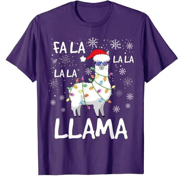 Gift Lovely Xmas Family Matching Costume Cute Saying Tee Graphic Top Fa La La Llama Women Men Kids Funny Llama Christmas TShirt