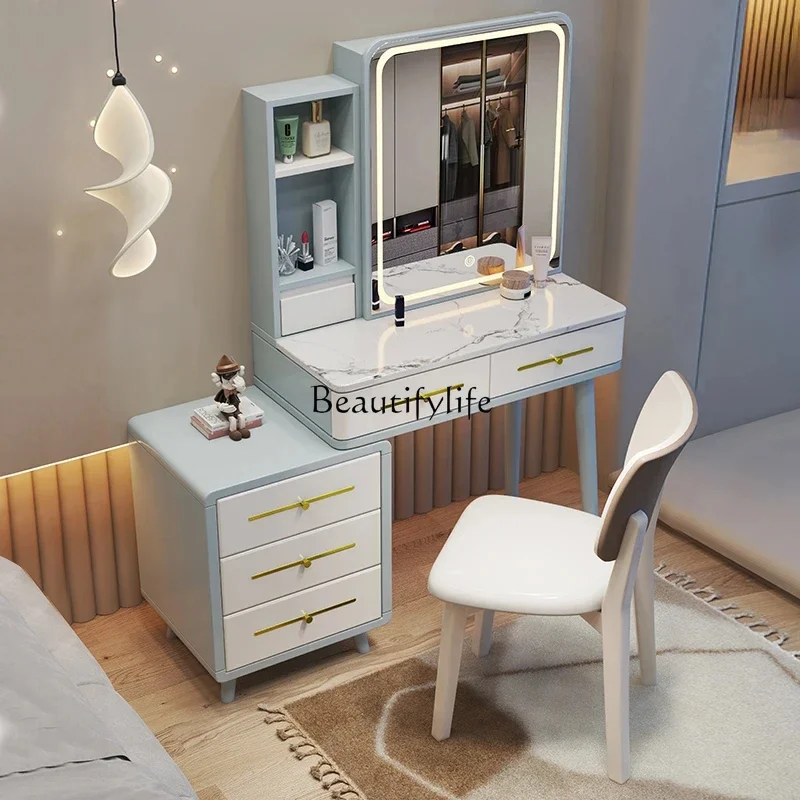 

Ljy Modern Minimal Dresser Cabinet Mirror Handles White Wood Drawer Organizer Table Makeup Storage Schminktisch Dresser Furnitur